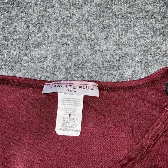 Janette Plus Blouse Womens 2XL Red Tie Dye Casual Tunic Lace Trim Flowy - Picture 3 of 7